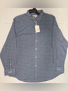 Free Assembly Men’s Blue Plaid Casual Button-Down Shirt